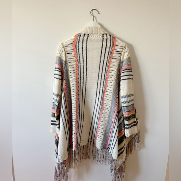 Full tilt southwest striped open sweater knit tribal boho fringe size M - Picture 7 of 7